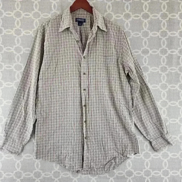 Lands' End Button Down Plaid Men's Dress Shirt 16.5 -36 Tall - Picture 1 of 7